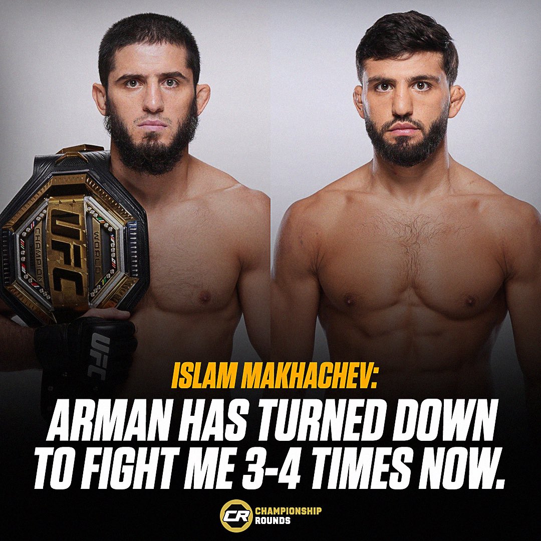 Islam Makhachev is not surprised that Arman Tsarukyan turned down to fight him at #UFC302 🤷‍♂️

“I’m not surprised [Arman turned it down]. Because this guy talks about rematch all his life, but… this maybe 3rd or 4th time UFC gave him a chance to fight with me and he said no.…
