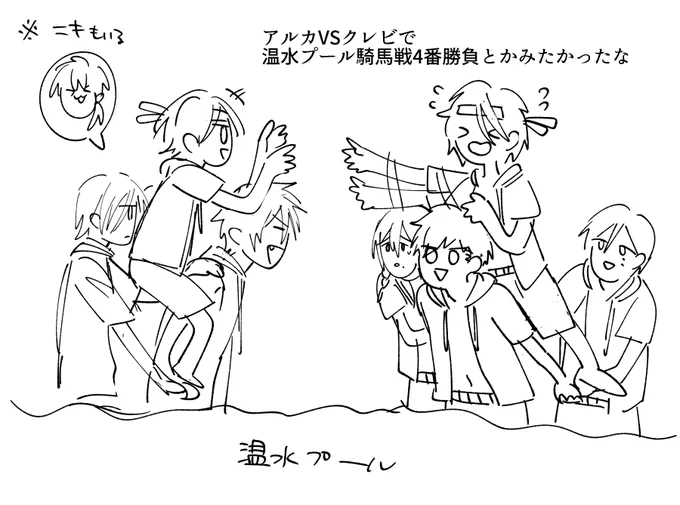 室内だけど全員ラッシュガード羽織ってる 