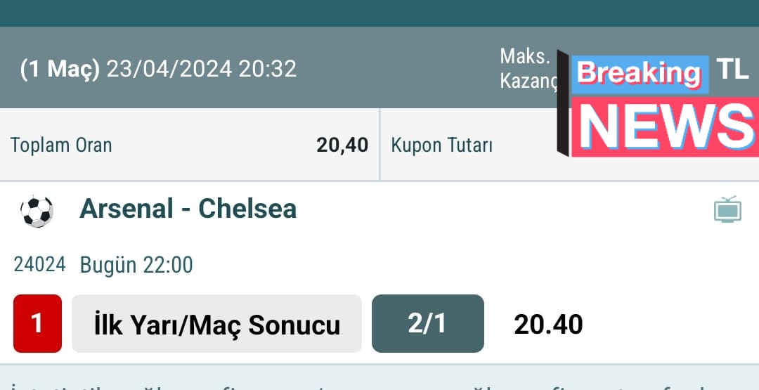 🇬🇧 Arsenal - Chelsea 👉 Ev sahibinin 3-2 ve 4-2 skorları güzel duruyordu. Normal şartlar ev sahibinin kazanması gerekiyor sürprizini deniyorsak, her zaman tersini de alalım.. Bol şanslar..