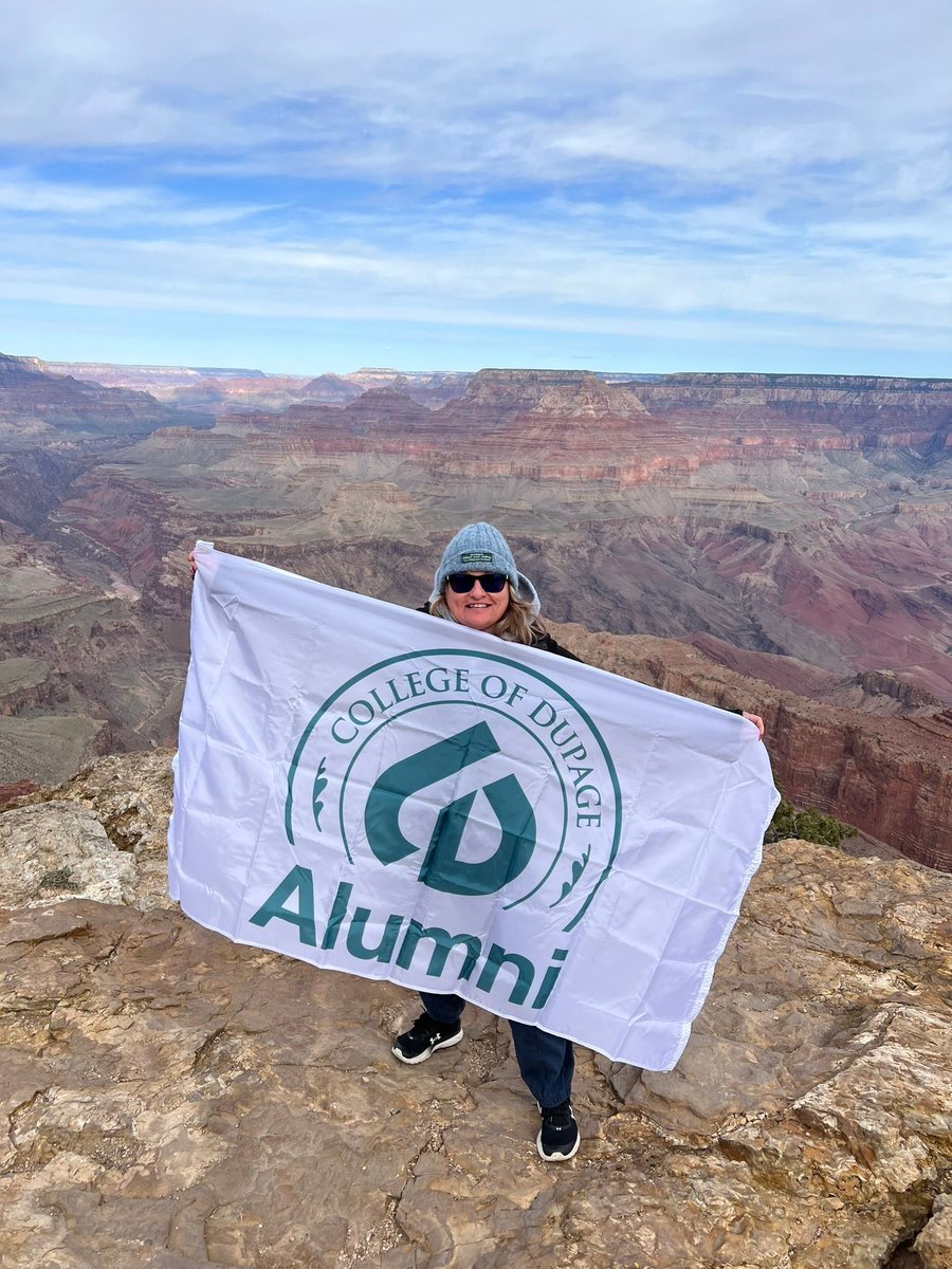 Recently, after a work conference in Phoenix, COD alumna Angel Nance didn't just bring back souvenirs – she brought the COD alumni flag on an unforgettable journey to the Grand Canyon! 🏞️🚩🌄⁠ #CODAlumni #GrandCanyon #Flag