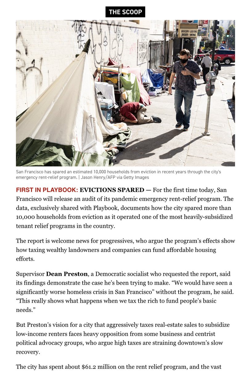 For the first time today, San Francisco released an audit of its pandemic rent-relief program About 10,000 households were spared from eviction via program. “We would have seen a significantly worse homeless crisis in San Francisco” says @DeanPreston politico.com/newsletters/ca…