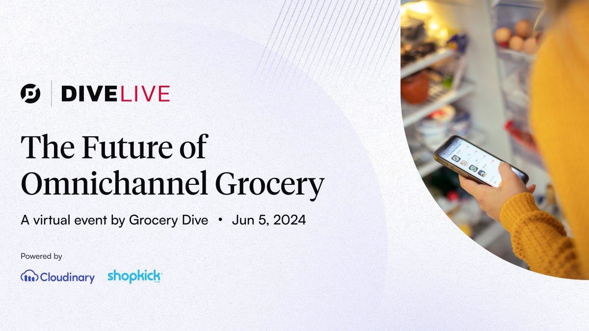 Join the Grocery Dive editorial team for their live virtual event, The Future of Omnichannel Grocery. Joined by industry leaders this free event will examine some of the latest developments in omnichannel grocery. Save your seat today: resources.industrydive.com/the-future-of-…