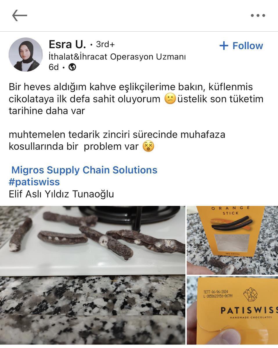 Patiswiss markası çalıntı çıktı!

Türkiye’de faaliyet gösteren Patiswiss marka çikolatanın CEO’su Elif Aslı Yıldız Tunaoğlu, sosyal medyada marketten aldığı çikolatanın küflendiğini paylaşan bir tüketiciye cevap vermişti.

İsviçreli çikolata markası Patiswiss AG, Türkiye’de son
