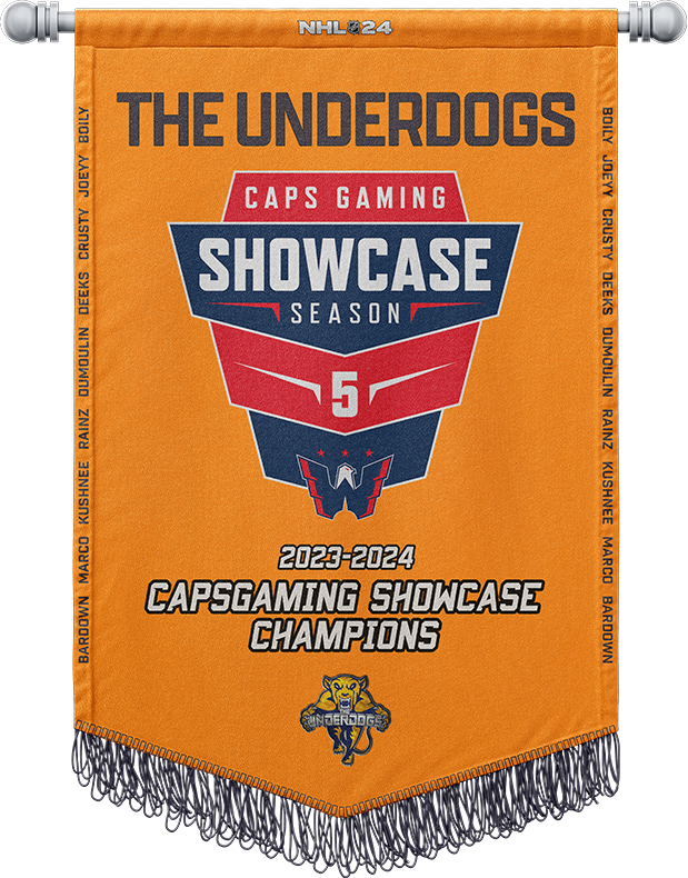 Hanging of your @capsgaming season 5⃣ championship banner for @TheUnderdogsNHL Want your own banner? Compete and win in the @CBJgaming finale which starts tomorrow! Congrats to🏆 @DumoulinNHL @CrustyNHL @ScaryJoeyy @BoilyFx @DeeksNHL @Rainz1eshl