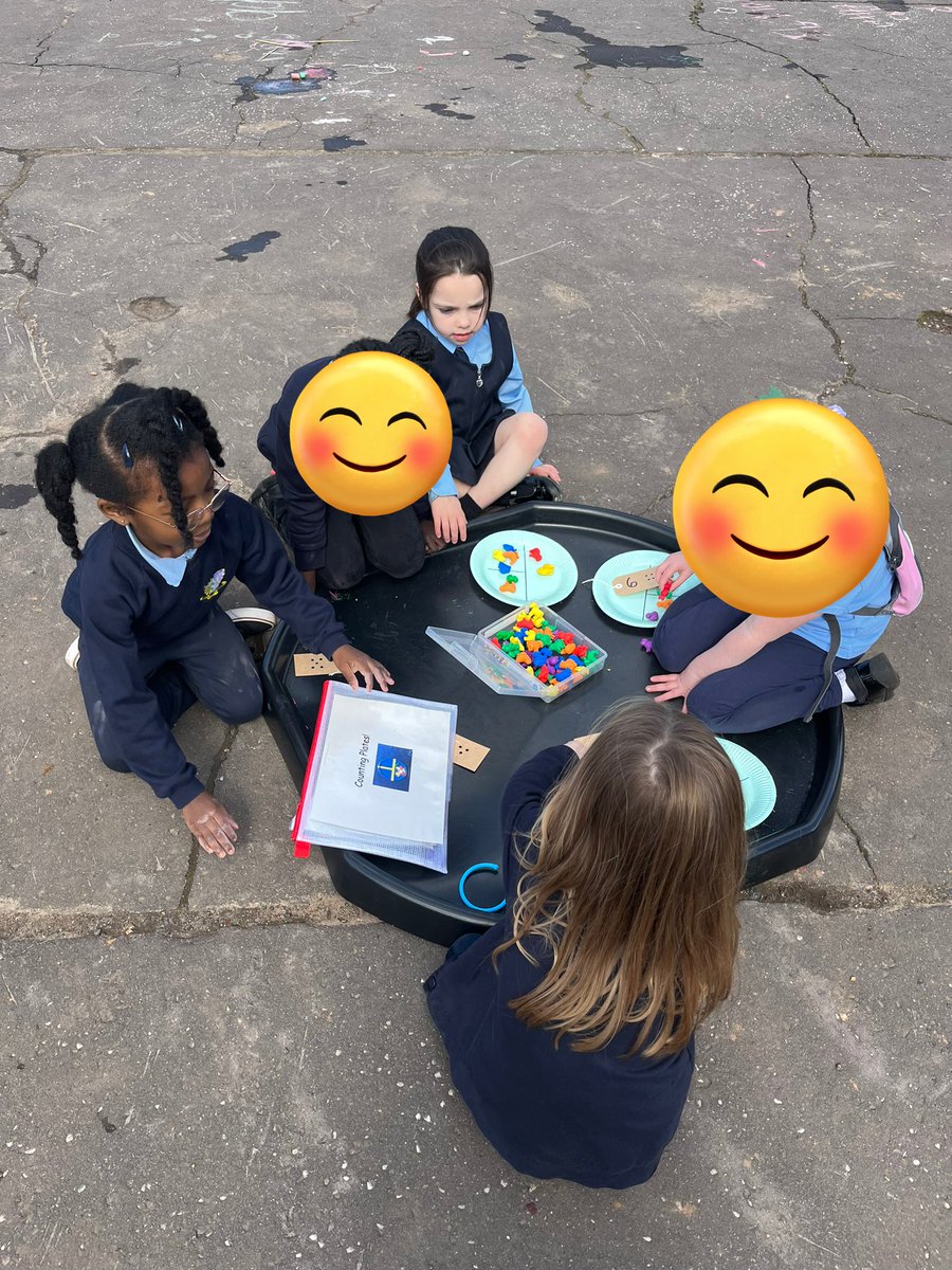 P1 taking their numeracy stations outside in the sunshine! 🌞