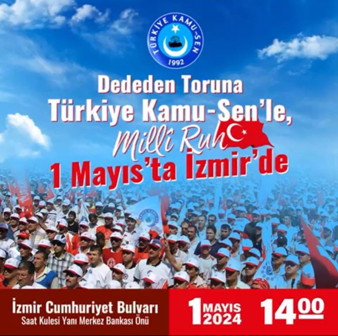 1️⃣MAYIS EMEK VE DAYANIŞMA GÜNÜ’NDE İZMİR'DEYİZ. 🔴Enflasyon ve olumsuz ekonomik gelişmeler karşısında eriyen memur maaşlarının refah payı ile desteklenerek alım gücünün artırılması için, 🔴Memur emeklilerine verilmeyen ilave ek ödemenin emekli maaşı ve ikramiye hesabına dahil…