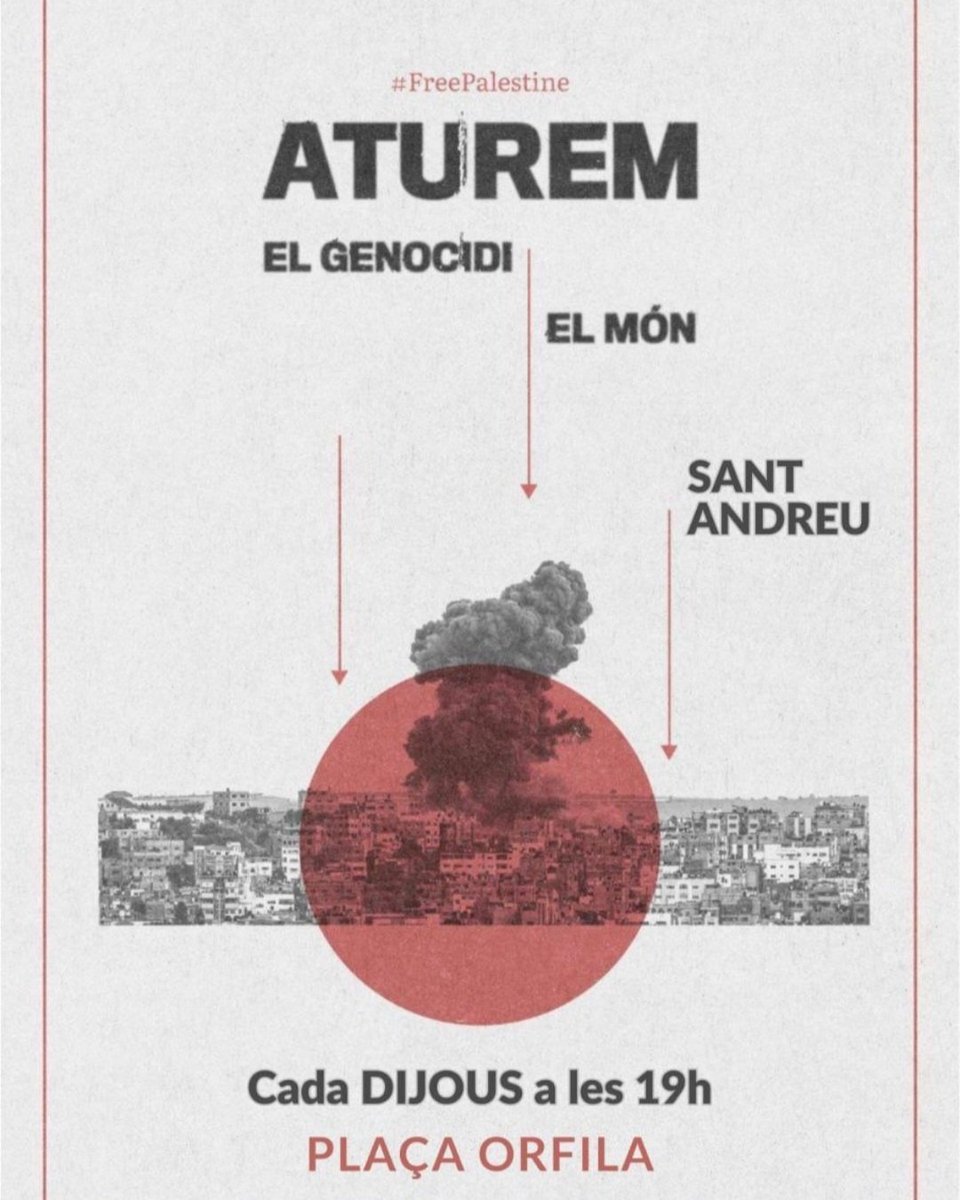 Palestina_cat's tweet photo. [Fil] 🇵🇸 Propers actes en solidaritat amb el poble palestí.
#AturemElGenocidi
#StopArmesAmbIsrael

Barcelona: https://t.co/MbSmyYpRhz