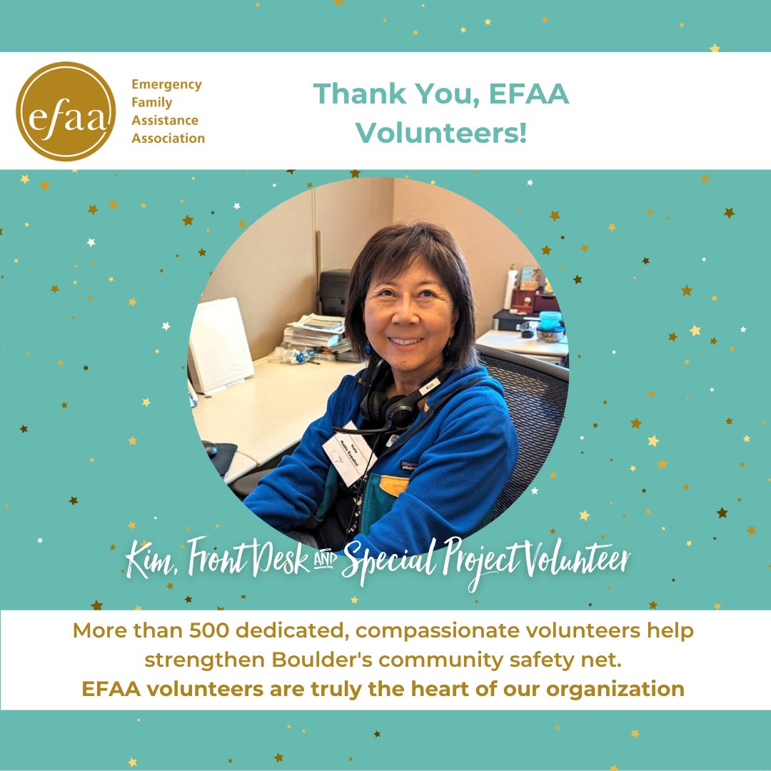 Need is at an all-time high, and volunteers are showing up! In FY 2023, 545 volunteers provided 20,308 hours of service at EFAA–including Kim, who has been with us for three years! Thank you Kim, and all who donate their time to make our community better.💛 #NationalVolunteerWeek