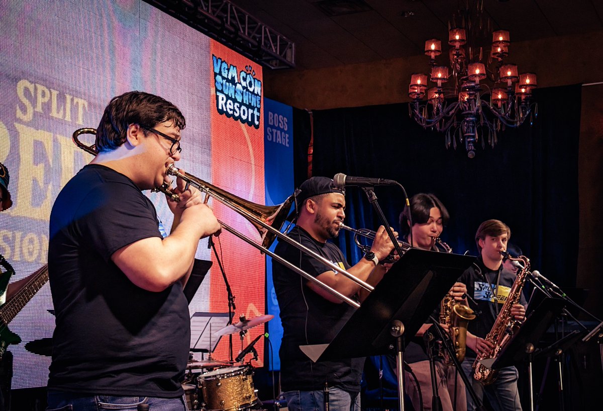 SplitScreenVGM's tweet photo. Thank you for having us @VGMCon, and to friends and attendees for making this year's con such an incredible weekend! Videos &amp; new music coming soon!

(@8bitMusicTheory was banished to the shadow realm-er, Panels 1- when we got this photo... next time!) https://t.co/3EzfOUO5ik