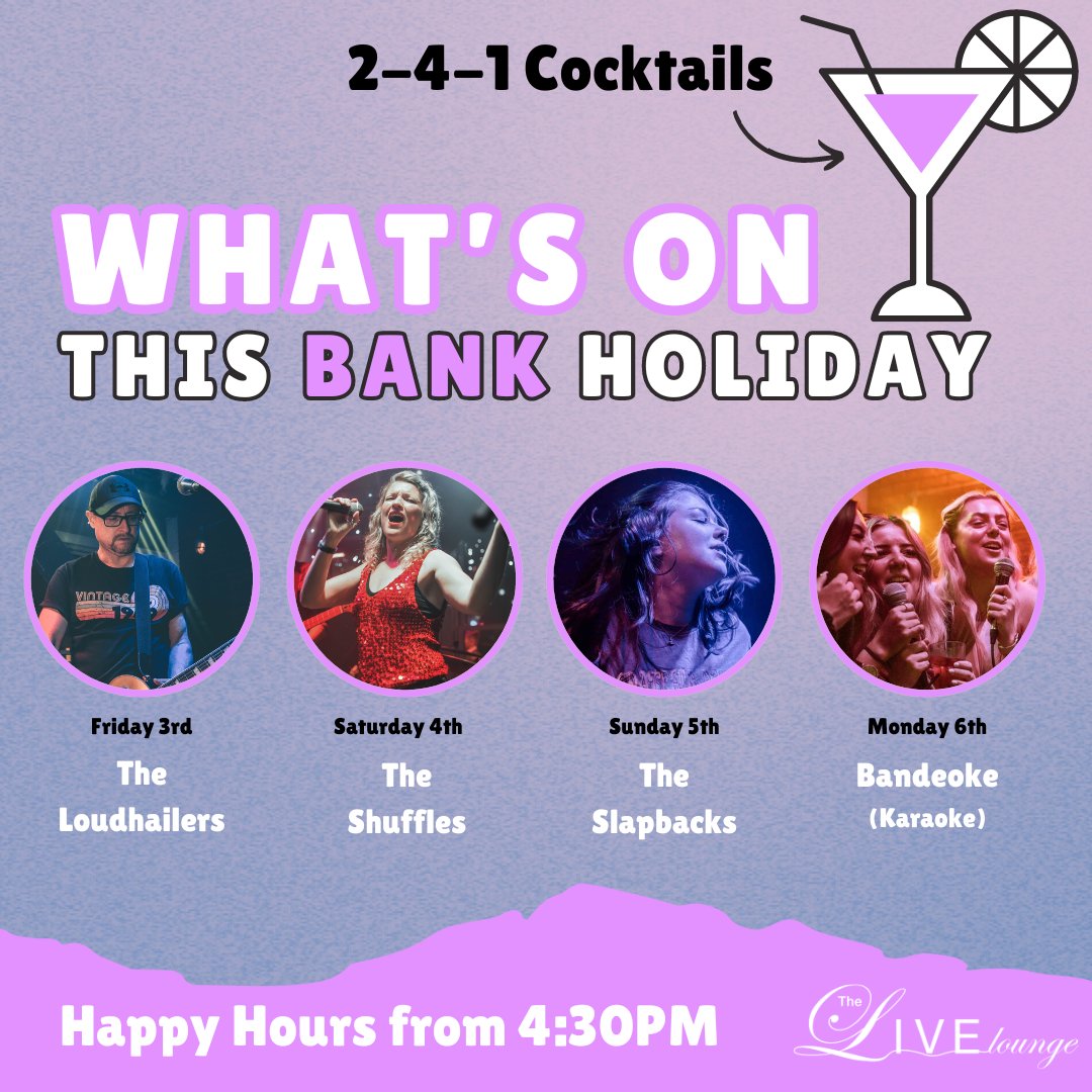 Have you seen what's on at The Live Lounge this bank holiday weekend!

#liveloungecardiff #whatsoncardiff #bankholidayweekend