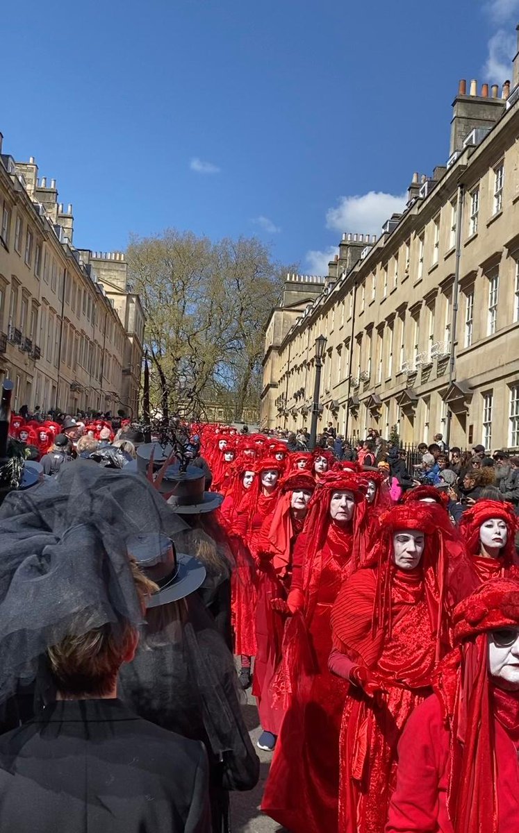 rainforestconce's tweet photo. On Saturday, the Rainforest Concern team and friends joined @MeganMcCubbin  and @ChrisGPackham  for a street performance in bath – a mock funeral for nature.

@redrebelbrigade @XRBath @XRBristol 

#funeralfornature #protest #streetperformance #activism #activist #redrebels https://t.co/PVt8e1tWkf