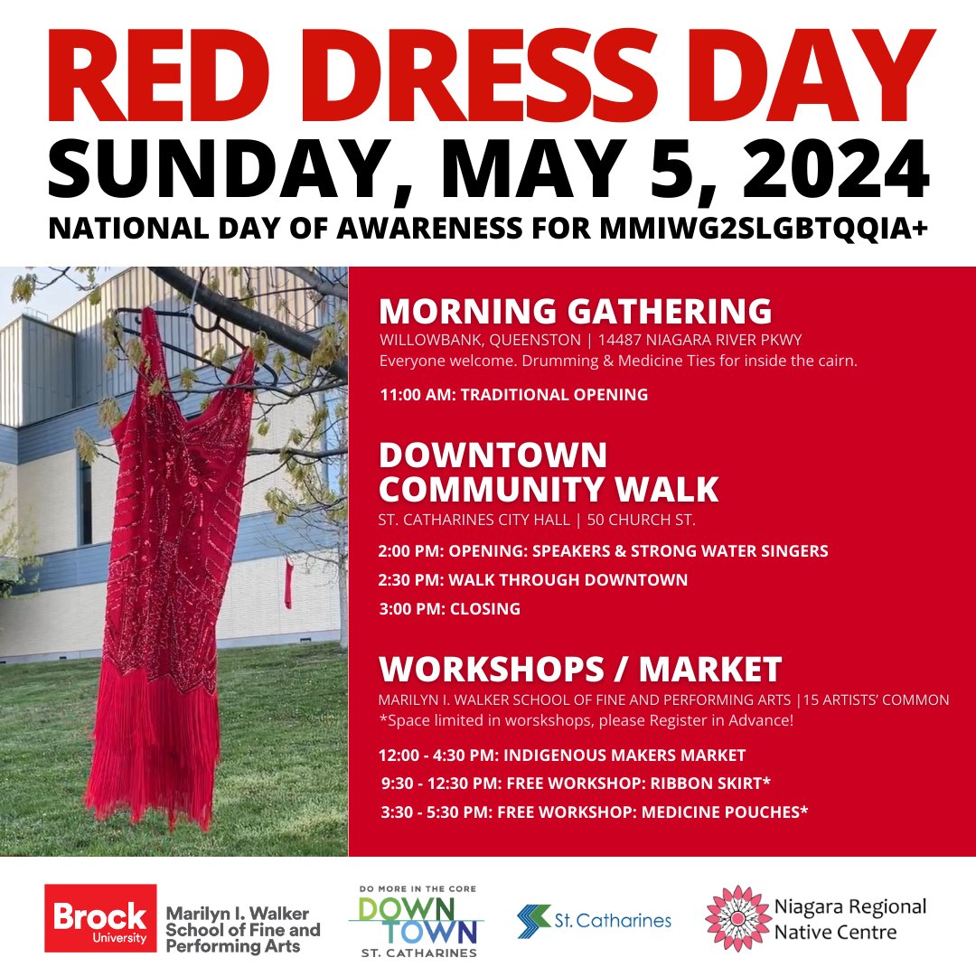 Join the 3rd Annual Red Dress Walk in Downtown St. Catharines on Sunday, May 5th. Learn more here: linktr.ee/may5walk