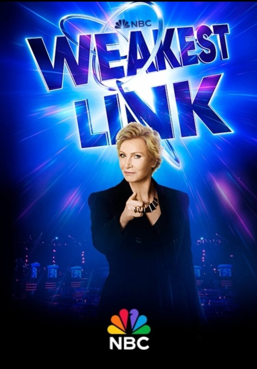 Never quibble w/the Queen of Quips 👑 #JaneLynch 🌟 Tonight, Tues., Apr. 23, 9 ET/PT @janemarielynch hosts the new #WeakestLink ep, 'You May Call Me Miss Lynch' @nbc. You may also call her 5-time Emmy-winner & America's Favorite Game Show Host (among many other accolades)!! 🌹