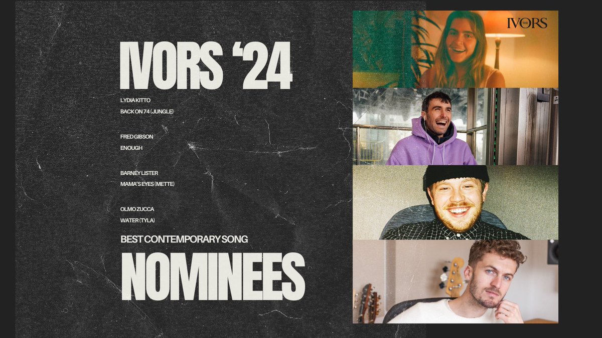 SonyMusicPubUK's tweet photo. @sampha @MikeSabathMusic @raye @young_ @victoriacanal @blurofficial @second_songs Best Contemporary Song 🔥
Lydia Kitto for @jungleforeva - #BackOn74
@fredagainagain - #Enough
@mrbarneylister for @Mette - #MamasEyes
@olmozucca for @tyllaaaaaaa
#VerdigrisPublishing @promisedlandrec https://t.co/gBgH8AhGgI
