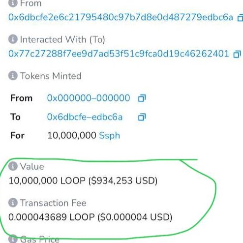 @LunarCrush Check out this transaction on @LoopNetwork3 #LoopNetwork $LOOP Almost 1 million USD transfered on the loopchain for just 0,000004 USD