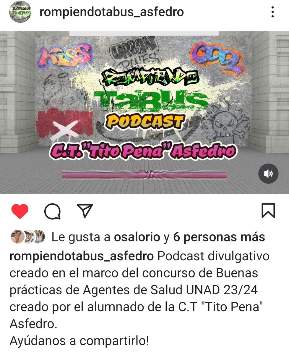 Asfedro's tweet photo. https://t.co/3WHEkmAm8X
Non vos perdades o novo podcast divulgativo dos usuarios e usuarias da nosa Comunidade Terapéutica "Tito Pena", dentro do concurso de Boas Prácticas de Axentes de Saúde da @UNADenred 23/24.
#RompendoTabús https://t.co/ylTUxU3Uiw