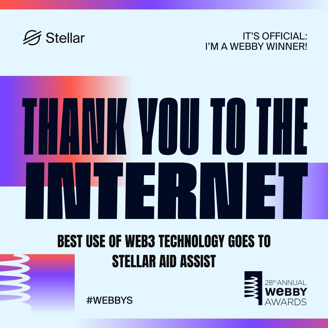 Win secured! The SDF team is proud to be recognized for having the 'Best Use of Web3 Technology' for Stellar Aid Assist. Stellar Aid Assist is a first-of-its-kind blockchain solution delivering instant and transparent digital humanitarian aid at scale. Thank you to the…