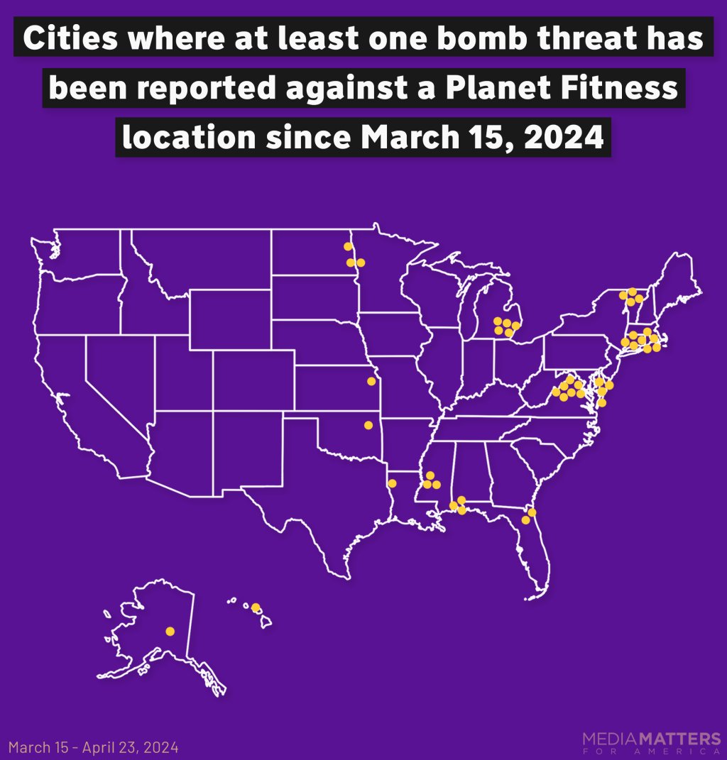 UPDATE: 53 locations of Planet Fitness have now reported bomb threats after Libs of TikTok targeted the chain of gyms for canceling the membership of a woman who shared photos of another customer using the locker room.