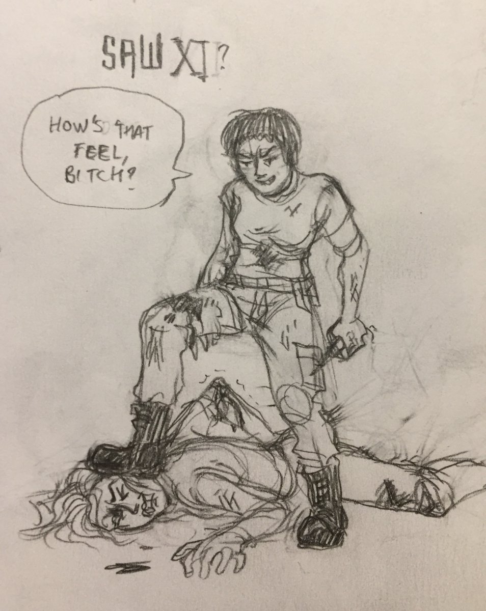 (the sequel to my last Saw-sketch lol) me trying to beat art-block's ass like Amanda here dreams of doing to Cecilia, nbd #saw #sawx