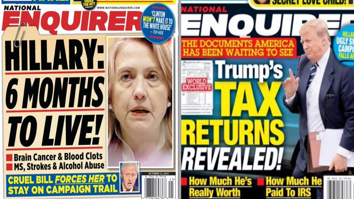 Mindcite_US's tweet photo. Two important FACTS for anyone who thinks Trump was using David Pecker's tabloid to cover up his sex scandals, but not for any other kind of election interference: 

✅ Hillary Clinton is still alive. 

✅ Trump never released his tax returns. https://t.co/KfKOSCVIac