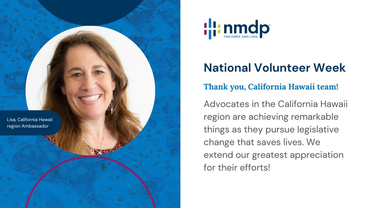 NMDP_advocacy's tweet photo. Our advocacy ambassadors help lead the way for public policy change that impacts patients facing life-threatening blood cancers and disorders. Thanks, ambassadors Aly (CA) and Lisa (CA) from the California Hawaii region, for your leadership. #NationalVolunteerWeek https://t.co/HlsP6qw4U8