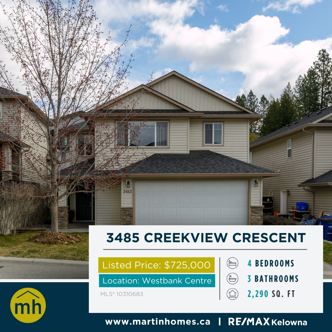 Take advantage of the opportunity to own this affordable family home in a safe neighbourhood close to schools and the amenities of West Kelowna. 

More Info: martinhomes.ca/listings/3485-…

#realestate #westkelowna #westbank #westbankcentre #singlefamily #affordable #familyhome