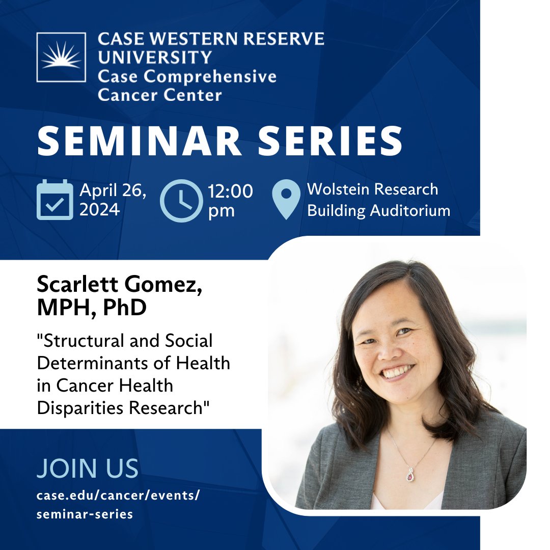 Don't miss this Friday's Seminar Series presentation: 'Structural and Social Determinants of Health in Cancer Health Disparities Research' with Scarlett Gomez, MPH, PhD.