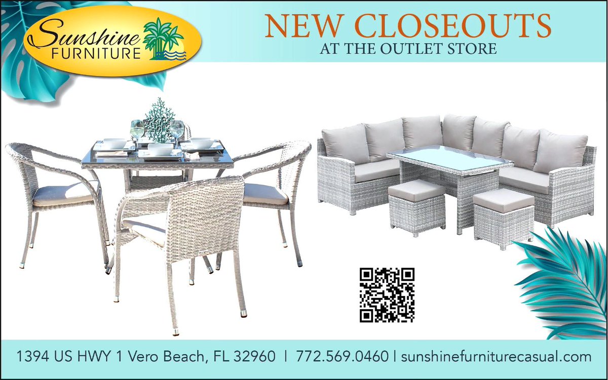Be sure to stop by and check out the new closeouts at the Sunshine Furniture outlet store!! ⛱️ #sunshinefurniture #furniture #outdoorfurniture #outletstore #indianrivercounty #verobeachfl #orangepeeladvertiser
