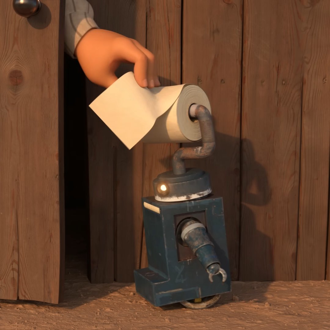 POV: You ran out of toilet paper and forgot to grab a new roll before sitting down... luckily, the Outhouse Helper is there to rescue you! (Comes with a swiveling head for privacy!)

Episode 1 NOW STREAMING on YouTube!
(Click Link in Bio)

#animatedshow #MechWestShow #MechWest