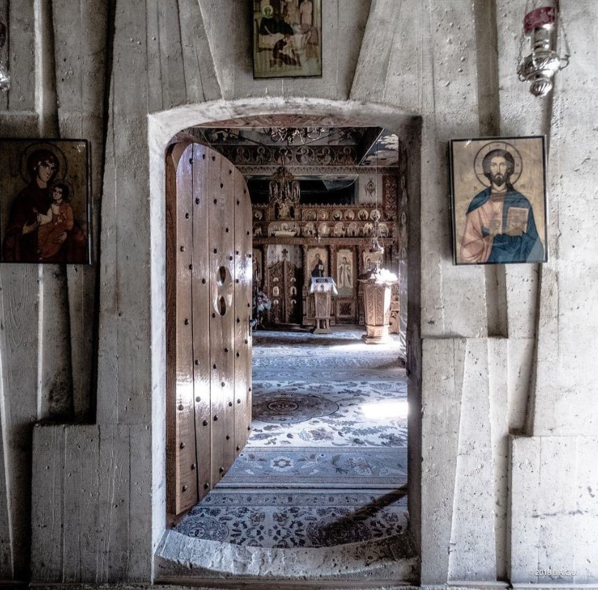 The Winter Chapel in the Dragomirna Monastery, Suceava County, Romania, designed in 1961 by Ioana Grigorescu and completed in 1971