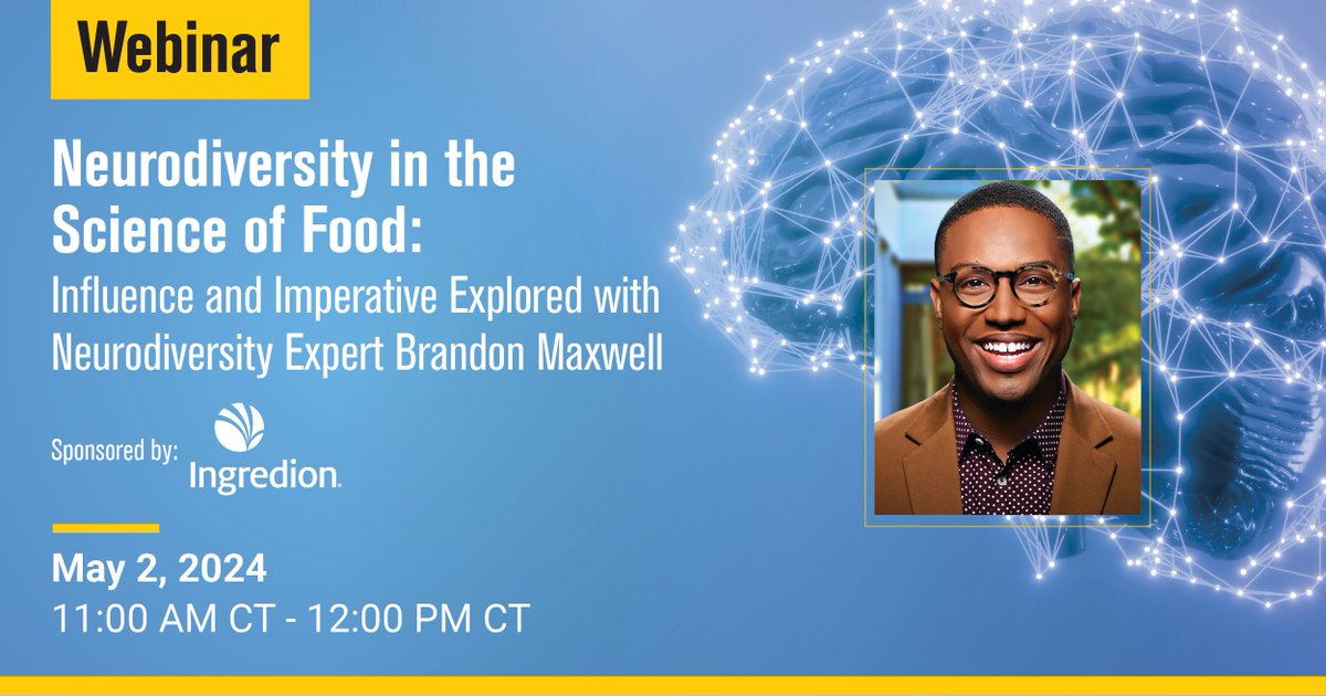 Better understand how #neurodiversity can drive #foodinnovation at a FREE IFT webinar sponsored by @Ingredion. During the session, neurodiverse individuals will gain essential career tips and we'll all learn skills to actively foster inclusion. Join us! hubs.la/Q02tQNX30