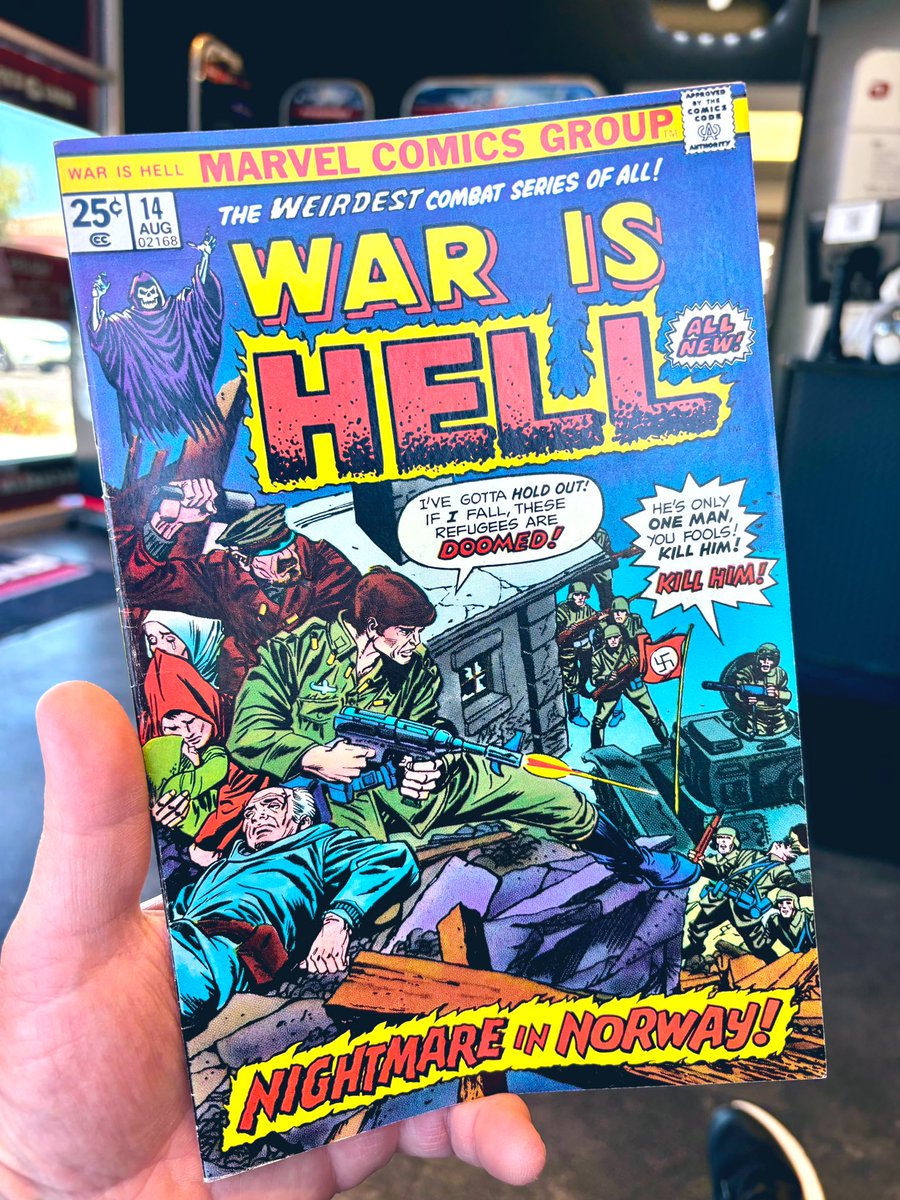 DallanB's tweet photo. It occurred to me that there’s something poetic & sad about a Mark Jewelers copy of a #WarComic.
Issues 13 & 14 of this title were both exceptional, and both very brutal.
That Comics Code sure was nutty.
#WarIsHell #14 (1975) https://t.co/yvvv31zcTc