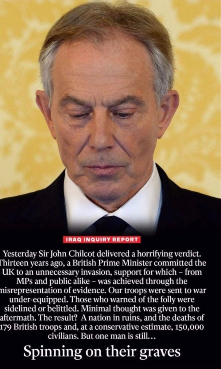 *Unnecessary invasion of Iraq*.... Blair the warmonger....