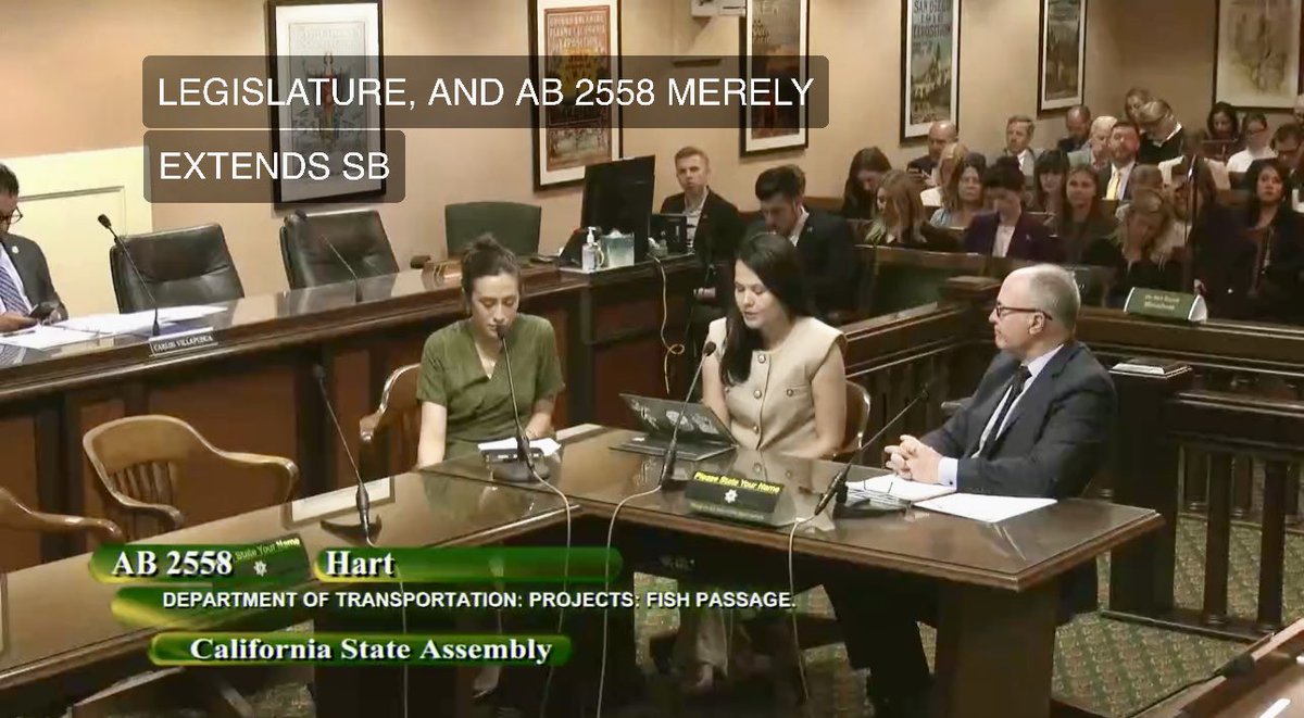 GREAT NEWS! @AsmGreggHart’s AB 2558 passed out of Asm. Water, Parks & Wildlife cmte this morning 🥳 I was pleased to testify for @CalTrout as the bill’s co-sponsor. Fish passage barrier removal is critical to #30x30 & @CAgovernor’s Salmon Strategy goals!