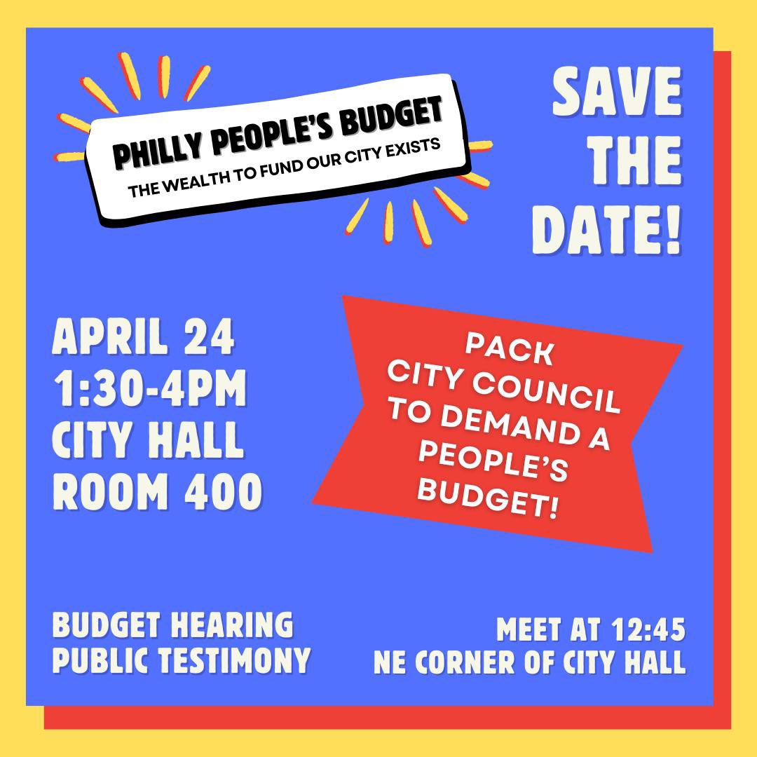 TOMORROW City Council will hear public testimonies about the budget from 1:30-4pm. This is our chance to ask them directly: will they allow wealthy people and corporations to hoard resources or will they invest in the public services that keep us safe? Pack City Hall with us!
