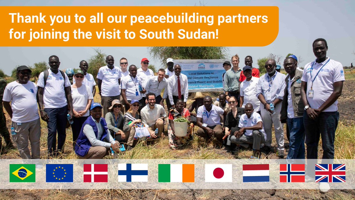 🕊️A BIG THANKS to ➡️All our donor partners 🇪🇺 🇩🇰 🇫🇮 🇮🇪 🇯🇵 🇳🇱 🇳🇴 🇬🇧 ➡️Representative of the Chair of the Peacebuilding Commission, Brazil🇧🇷 ➡️Members of the PBF's Advisory Group @AmbMKamau & Amb. Rey @stephanereynyc for joining the recent visit to South Sudan🇸🇸 #InvestinPeace