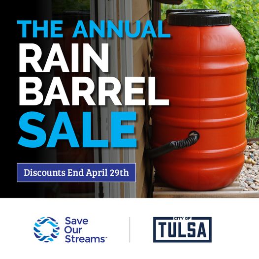 There's still time to order your Rain Barrel in the special sale! Deadline to order by mail is Thursday, April 25 Online Order: $70 | Deadline to order online is Monday, April 29 Learn more and order at cityoftulsa.org/rainbarrel