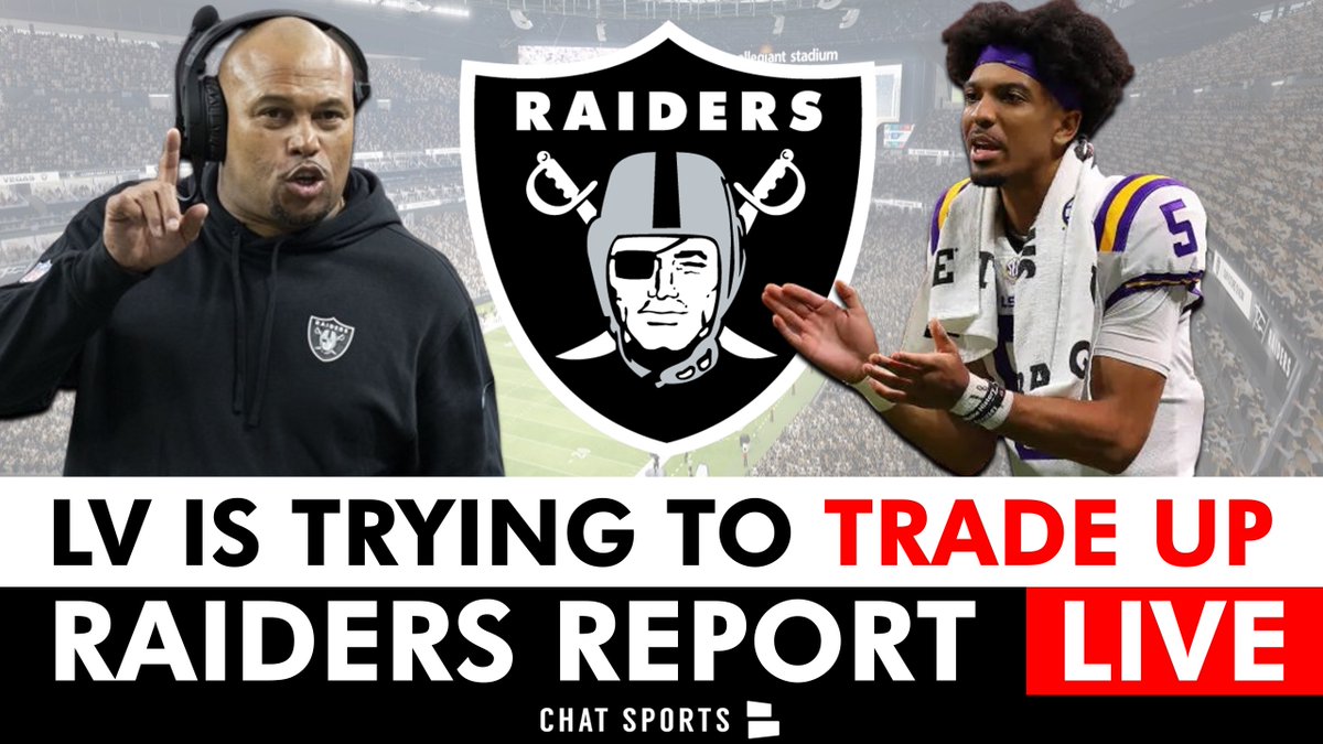 The Raiders are trying to trade up for Jayden Daniels before the 2024 NFL Draft - Tom Telesco is staying true to his word! We're LIVE, let's talk: youtube.com/watch?v=C494Wz… 📺 #RaiderNation pull up with @JeremyChuggs & me