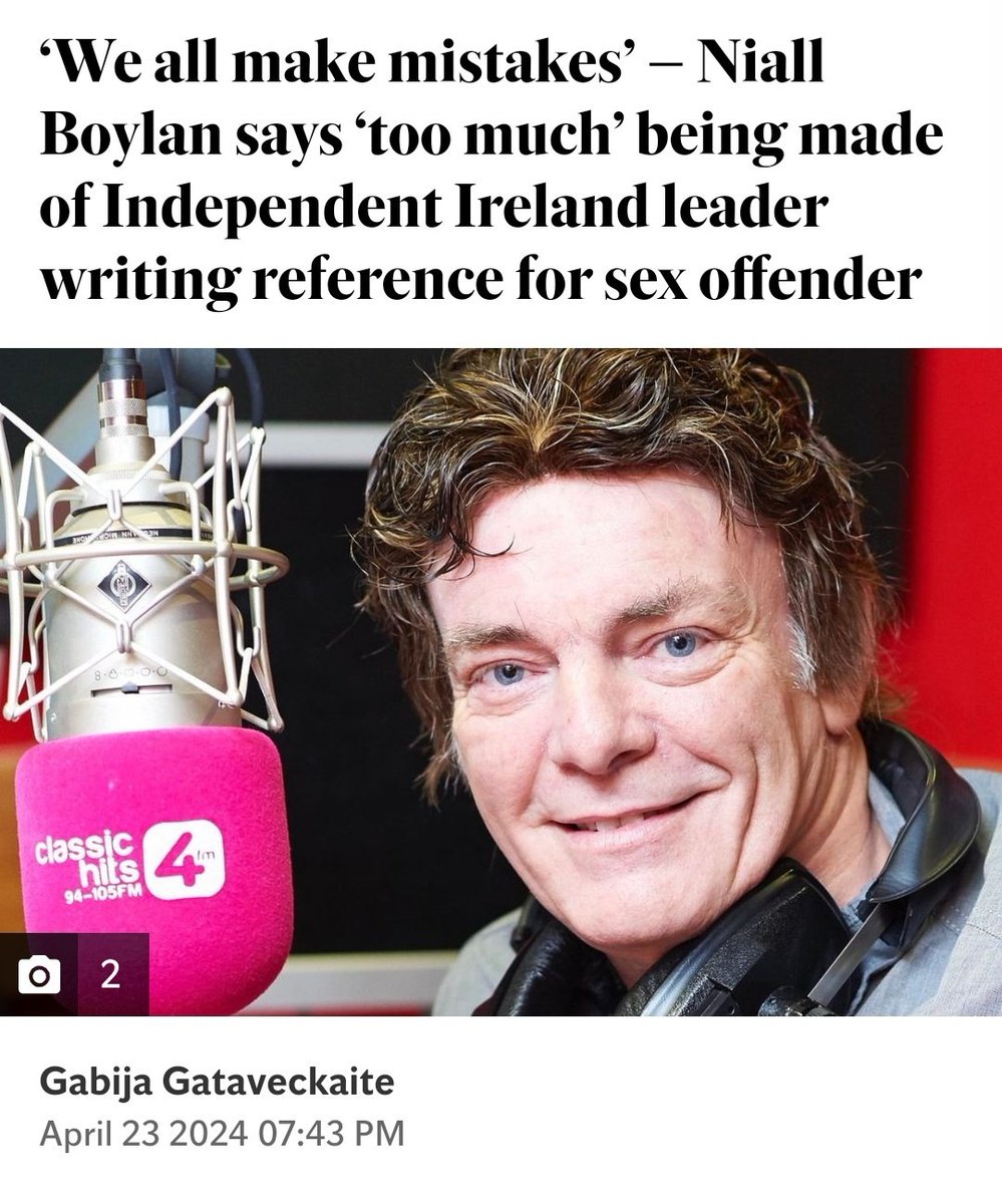 Who amongst us hasn't written a reference for a sex offender 🤠 ‘We all make mistakes’ – Niall Boylan says ‘too much’ being made of Independent Ireland leader writing reference for sex offender independent.ie/irish-news/pol…