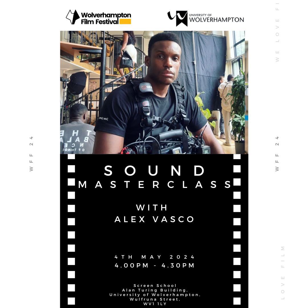 Masterclass announcement 🔔 We are honoured to say we shall be having Alex Vasco bring a sound masterclass to Wolverhampton Film Festival 2024! Known for his contributions to film and music, he is also the Founder of Sigma Sonics Ltd and Azziz Studios. Reserve your slots 🎟️