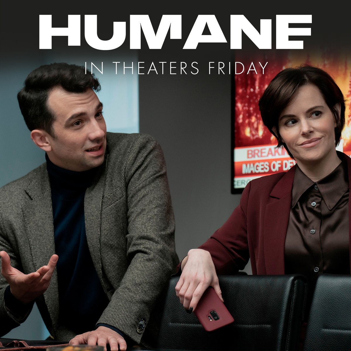 Desperate times call for desperate measures 💀 Jay Baruchel and @EmilyHampshire star in @CaitCronenberg's pitch dark social satire HUMANE, in theaters this Friday! humanemovie.com