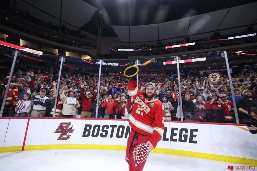 Put this one in the memory books! Former Dragon Kent Anderson hoisting the NCAA National Championship Trophy! This was Denver’s 10th title, making it the most of any NCAA Men’s Hockey program! Our Dragons Alumni continue to excel at the collegiate level and make us proud!