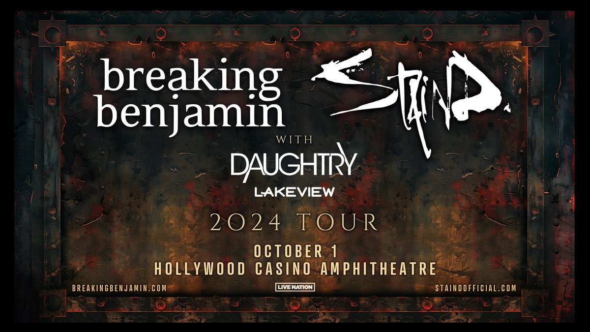 101 ESPN has your chance to win FREE tickets to Breaking Benjamin and Staind with Daughtry and Lakeview at @HollywoodAmpSTL on October 1st! Register to score tickets now at live.101espn.com/listen/rewards… or on your 101 Mobile App!