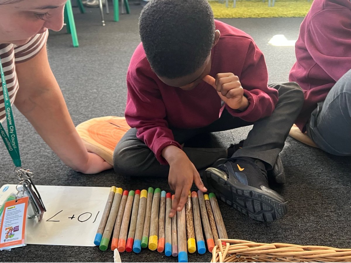 The boys in Mull were using the #CountingSticks from the #OutdoorLearning room to help them with their #Addition work today. #NumberProcesses #ConcreteMaterials @glasgowcounts @MathsScot