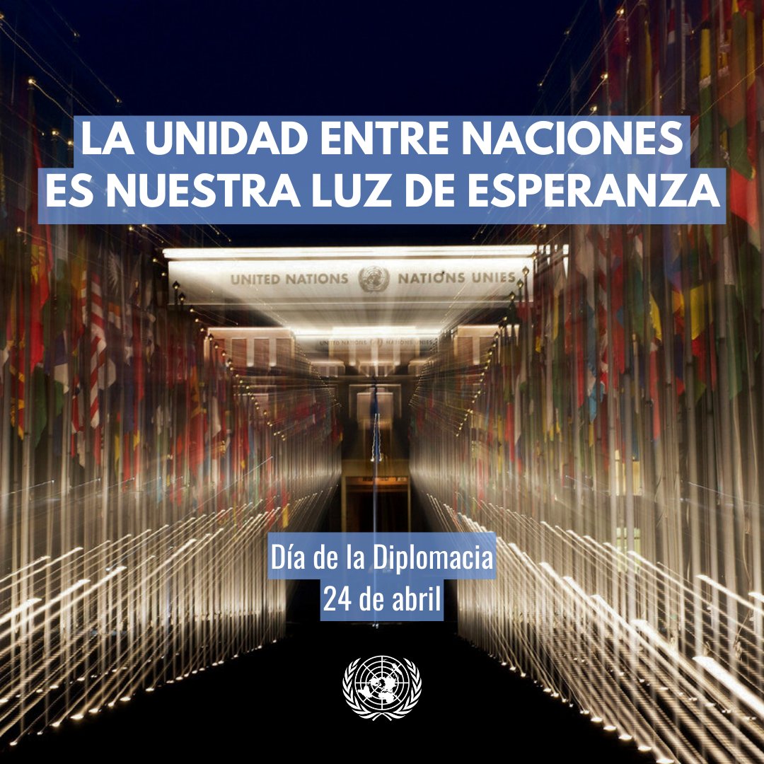 En un mundo de constantes desafíos, la unidad entre naciones es nuestra esperanza.

La ONU aborda cuestiones que ningún país podría resolver por su cuenta.

El #DíaDeLaDiplomacia celebra la solidaridad entre los pueblos por un futuro próspero para todos. 
un.org/es/observances…