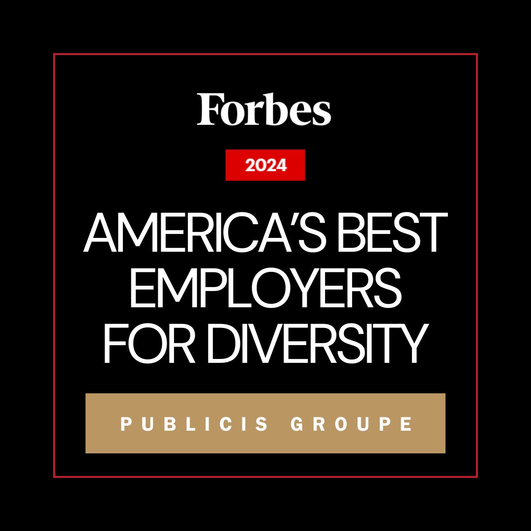 Publicis Groupe is proud to have been chosen as one of @Forbes 2024 Best Employers for Diversity in America. Thank you to the team at Forbes for recognizing our commitment to deliver on the ideals of #VivaLaDifference in the continued pursuit of DE&I for all our employees.