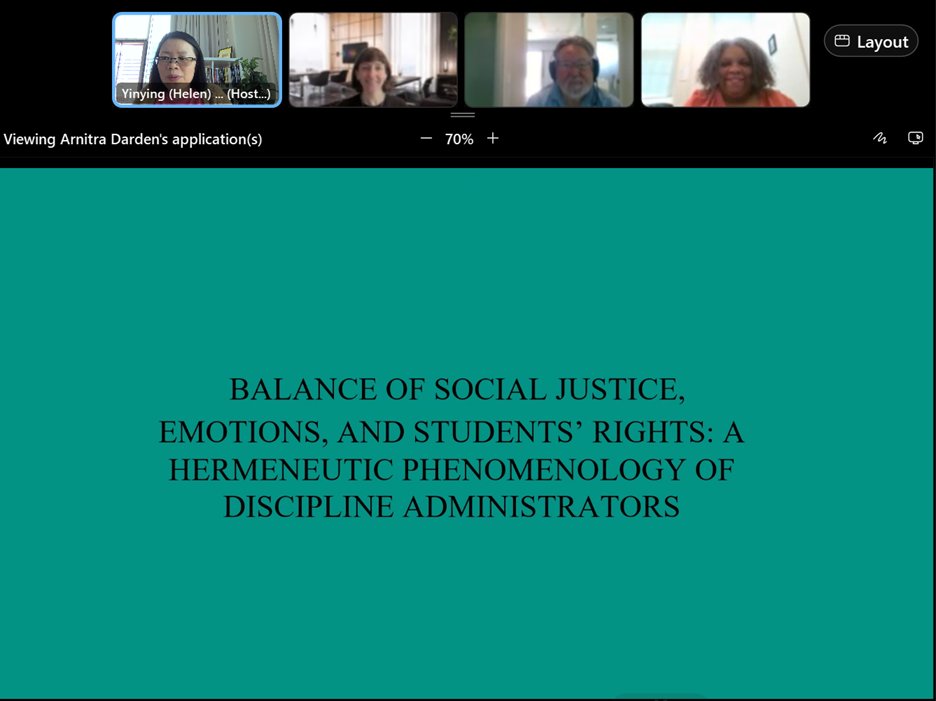 Congratulations @ArnitraDarden on successfully presenting the prospectus on #socialjustice #emotions #studentsrights. Thanks Drs. Robert Hendrick & Kristina Brezicha for the constructive feedback! #GSUEdLead @gsucehd