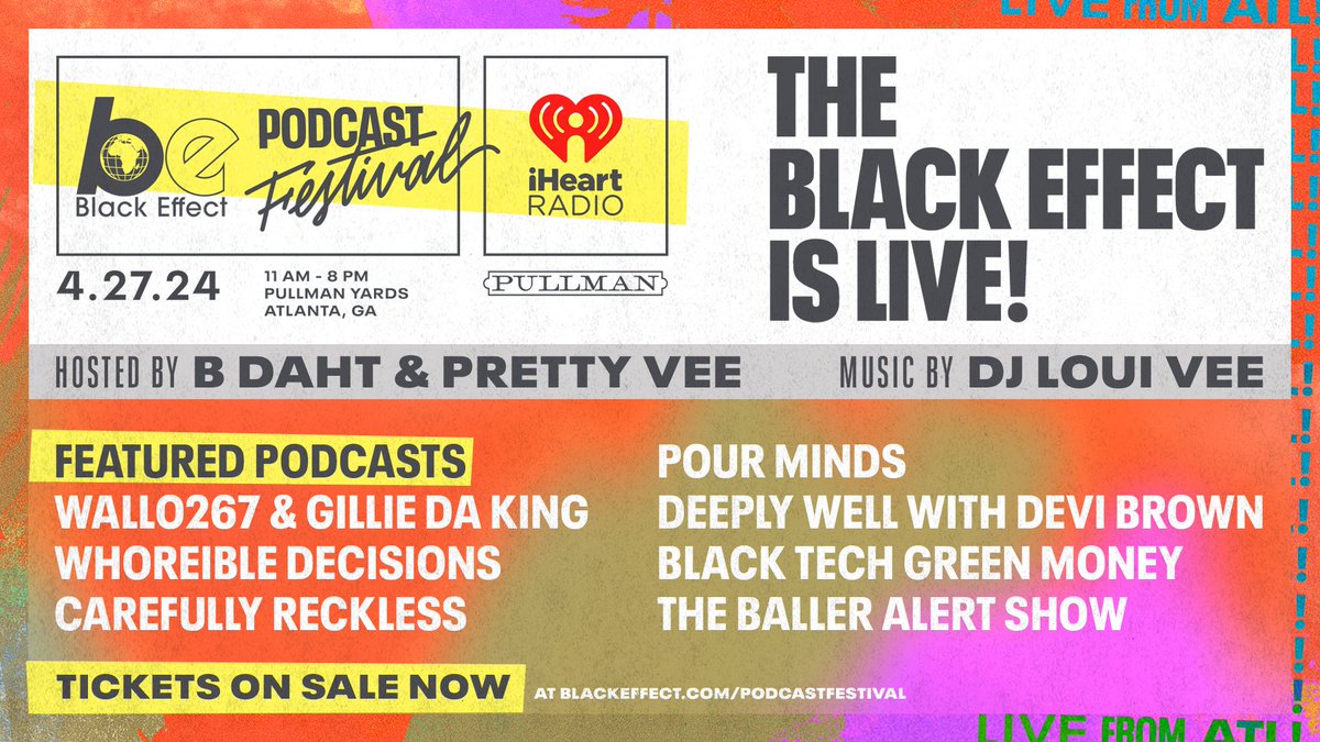 Secure your tickets to this year's Black Effect Podcast Festival right now! Comment if we'll see you in Atlanta on April 27th! #BEPodcastFestival @blackeffectpods BUY NOW: ihr.fm/BEPodcastTicke…