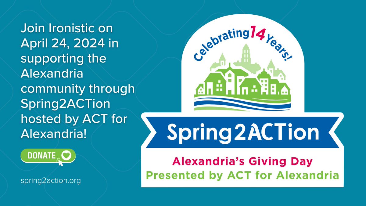 Join Ironistic in supporting the #AlexandriaVA community through #Spring2ACTion hosted by @ACTforAlex! Don't forget to support Ironistic's nonprofit client @RUNGEEKRUNrace 5k, benefiting @LifewithCancer at Inova.

Link in comments.

#NationalMonthofHope #GiveBack