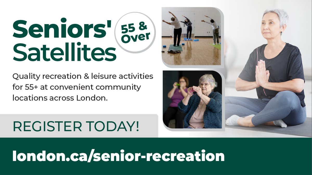 Have you checked out the Spring Program Guide for our Seniors’ Satellites programming? We're offering line dancing, chair yoga and more! Purchase a Seniors’ Satellite membership today to get fit, meet new friends and have fun. Learn more: london.ca/senior-recreat… #LdnOnt